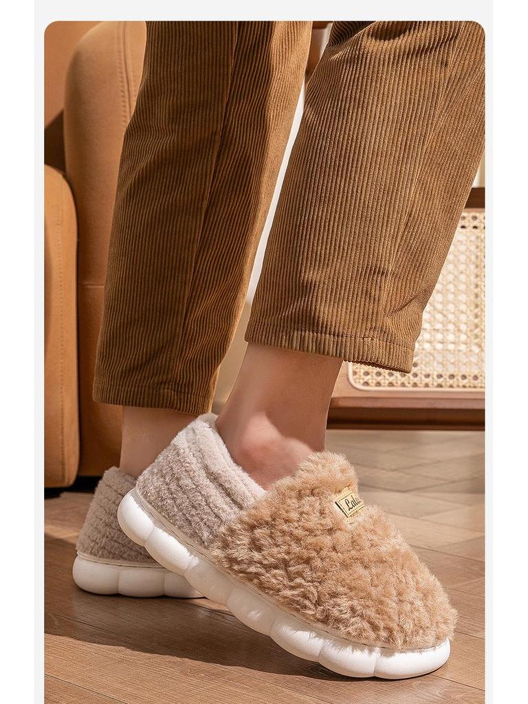 Зима 2024 г. Женские и мужские нескользящие домашние тапочки из плюша и хлопка