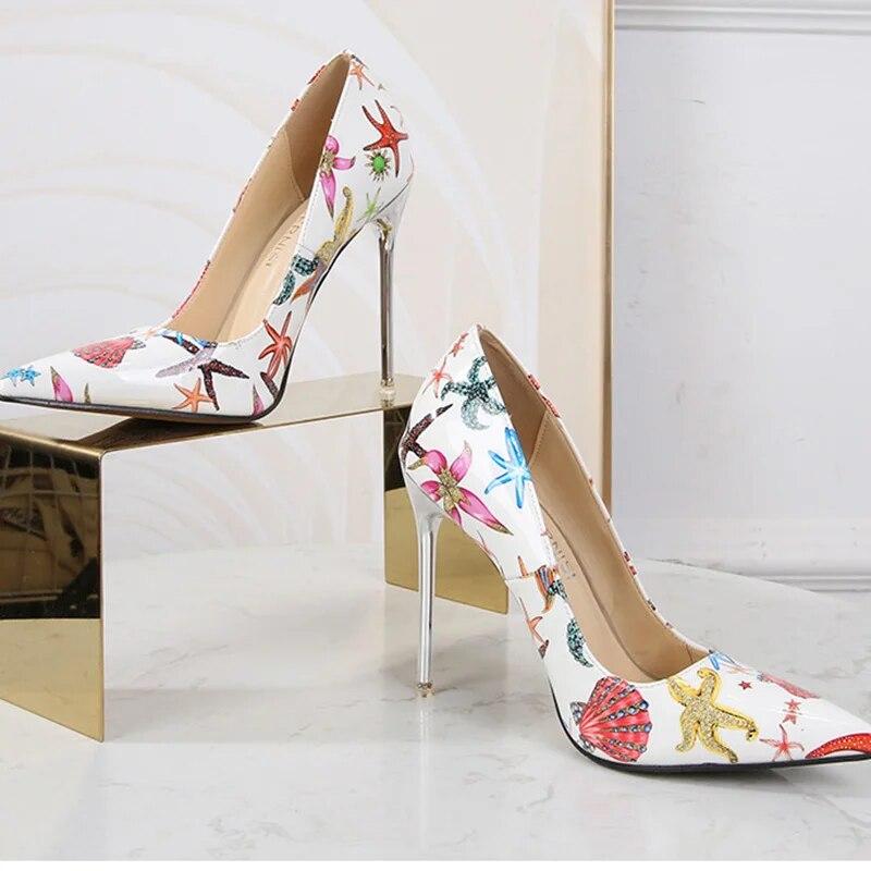 Женские туфли на шпильке, пикантные блестящие туфли-лодочки с острым носком на каблуке 11 см WZ