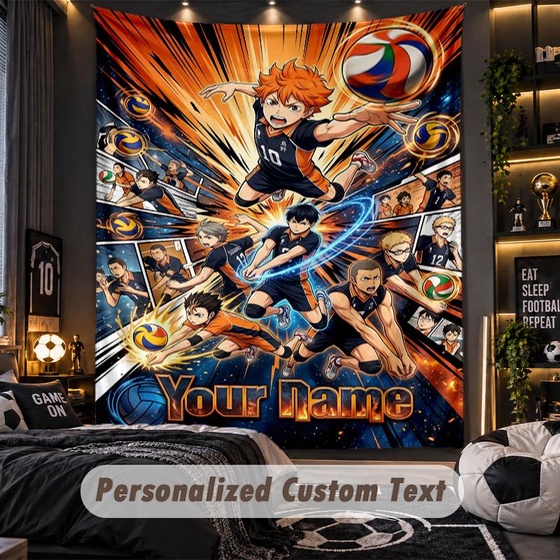 Personalized Wall Tapestry,Haikyuu Custom Printed Name, Fabric Wall Art For Indoor Room Backdrop