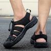 Летние дышащие мужские кожаные повседневные сандалии с защитой пальцев, уличные, на толстой подошве, кожаные пляжные отпускные сандалии, походные кроссовки
