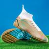 Футбольные бутсы с высоким верхом, мужские и женские кроссовки с шипами, настоящие длинные шипы, нескользящие, профессиональные футбольные бутсы для взрослых для искусственной травы