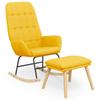 Rocking Chair with Footstool Mustard Yellow Fabric