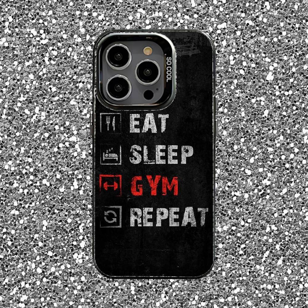 Fitness Bodybuilding Gym Phone Case For iPhone 16,15,14,13,12,11,Pro,XS,Max,Plus,Mini,SE Black Candy Matte Shockproof Cover