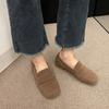 Модная обувь Женская обувь на плоской подошве Повседневные женские кроссовки Modis All-Match Мокасины с круглым носком и неглубоким носком Меховое платье 2024 Мокасины Ретро Зима