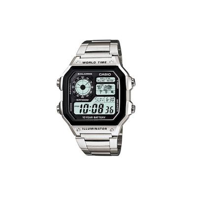 Подсветка Серебристо-черные Цифровые Часы AE1200WHD-1A Черные Часы AE-1200WHD-1A AE-1200WHD-1A