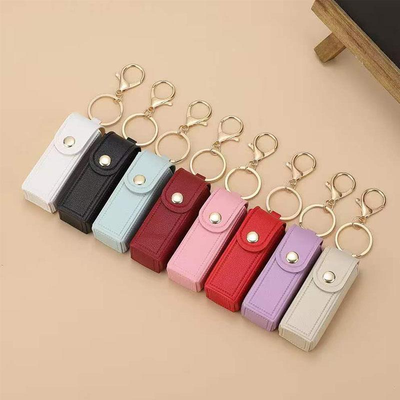 1pc PU Leather Potable Lipstick Holder , Lipstick , Lip Balm Organizer Holder Lipstick Travel Storage Case Bag Charm