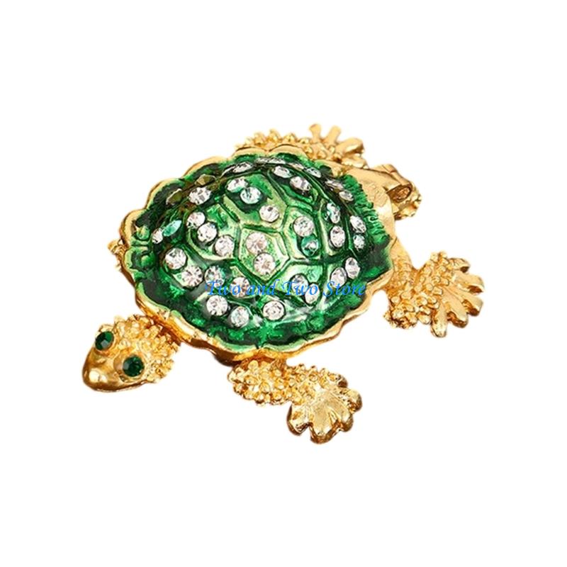HX6F Portable Turtles Jewelry Storage Case With Locking Mechanism Metal Construction for Jewelry Protective Organization