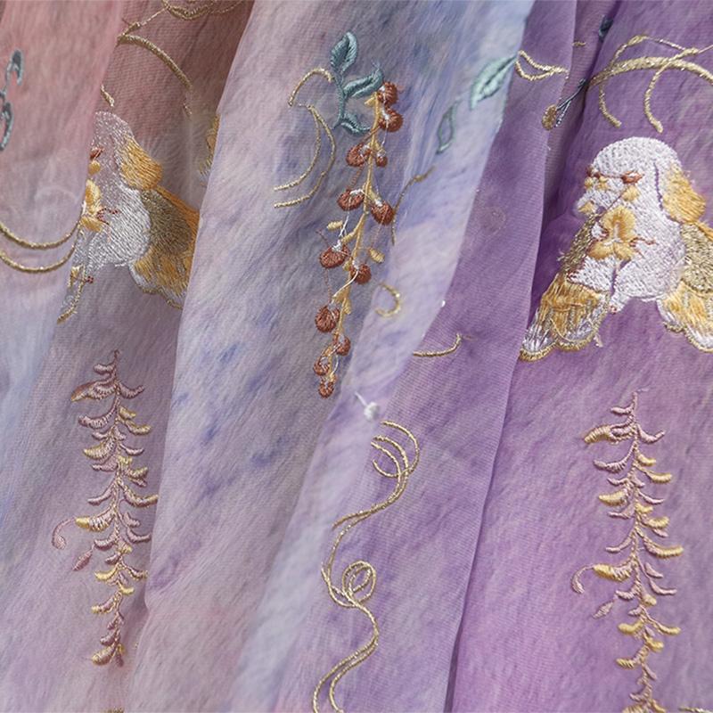 1/3/5M Древний Стиль Градиент Ткань Ханфу Кролик Глициния Напечатанный Шифон Вышитая Ткань Для Самостоятельного Шитья Костюм Платье Ханфу
