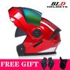Full Face Motorcycle Helmet With Dual Visors Flip-Up Design Scooter E-Bike Riders