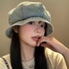 Вымытый и состаренный джинсовый берет женский универсальный показывающий лицо маленький бутон шляпа художника большая окружность головы шляпа прилив