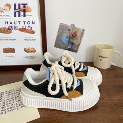 Новые кроссовки с широким носком, винтажные, женские, из искусственной кожи, оксфорды, кроссовки на шнуровке, мокасины Харадзюку, женские, ретро, массивные кроссовки