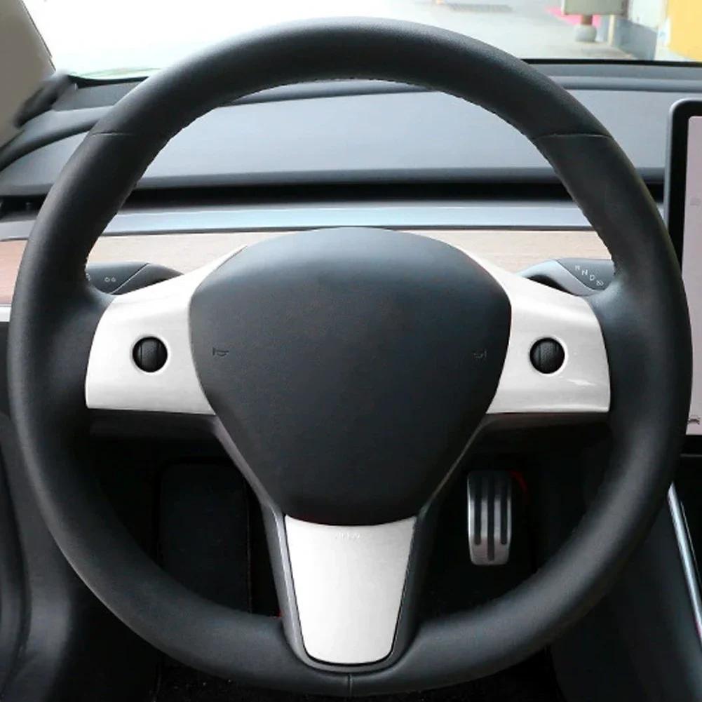 Автомобильная нашивка на руль из углеродного волокна ABS для Tesla Model 3 Model Y, аксессуары для салона, модифицированные