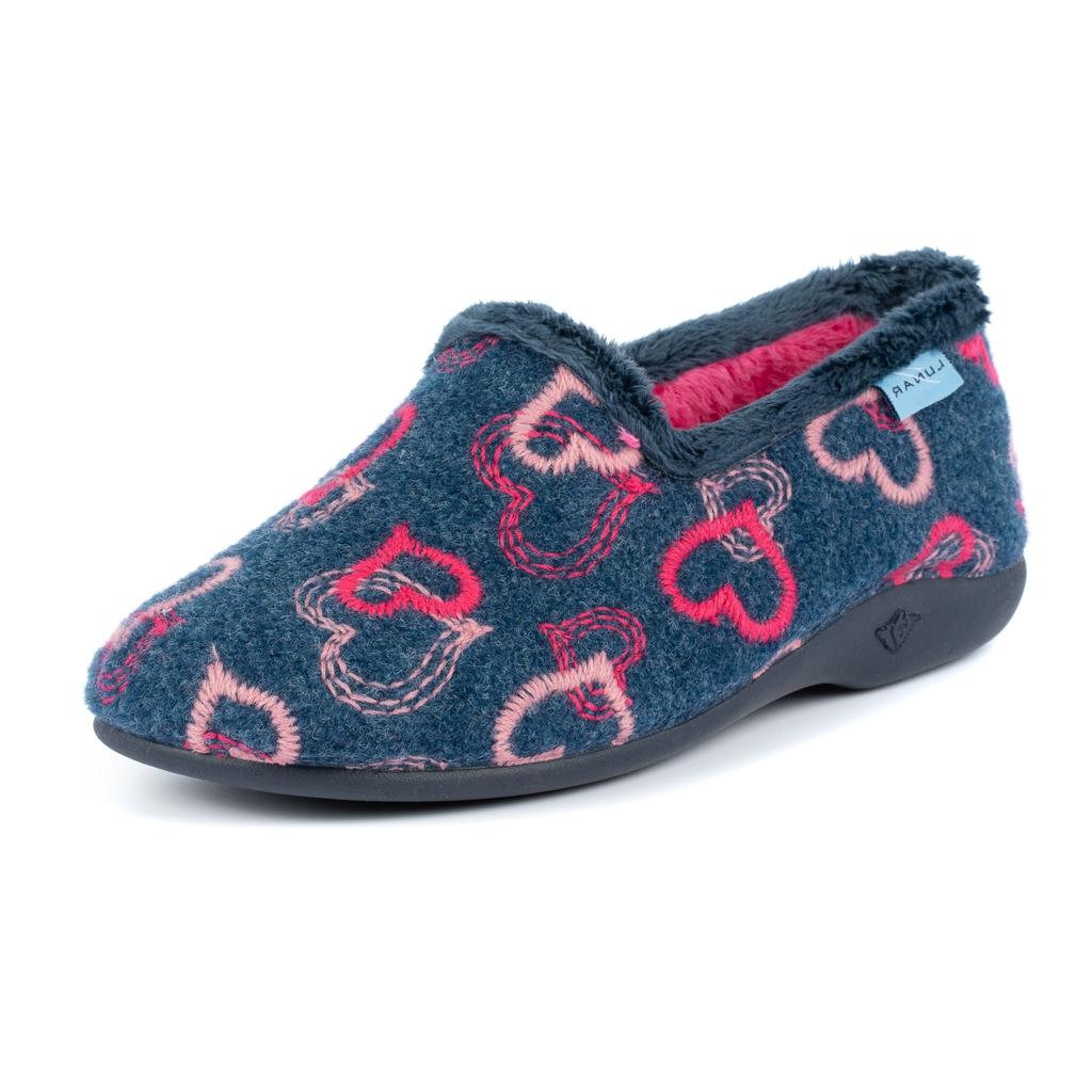 Lunar Womens/Ladies Jolly Hearts Slippers