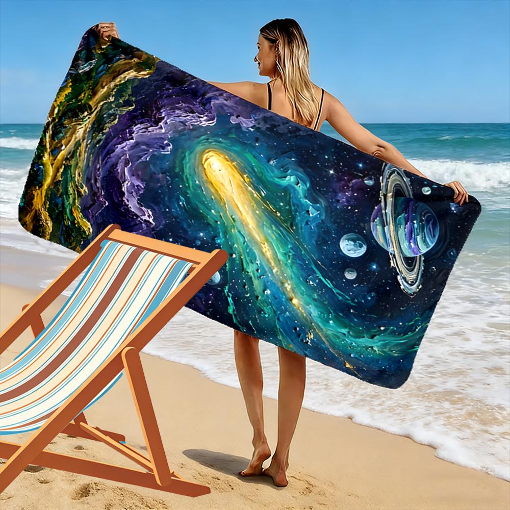 Cosmic Planet Meteor Art Beach towel quick-drying for travel outdoor sports jogging beach and swimming