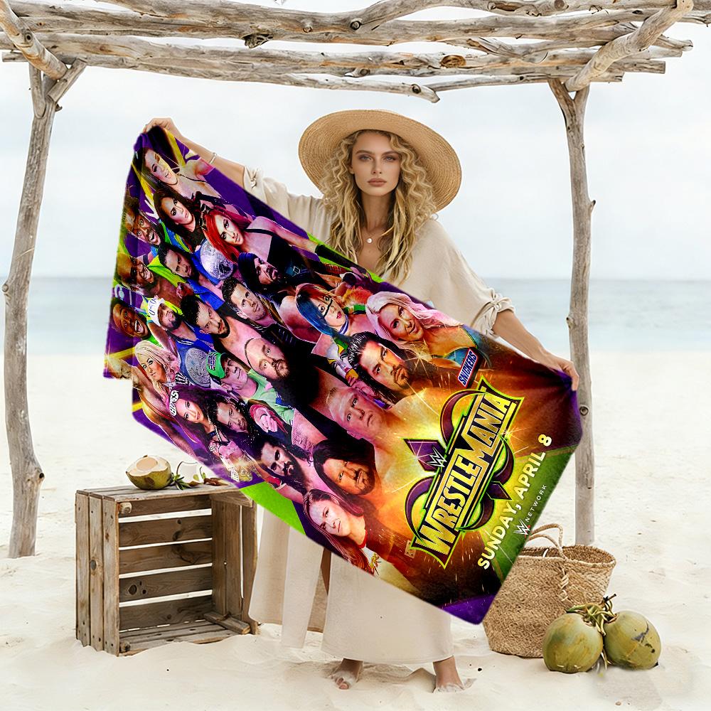 Wrestlemania Beach Towel Soft Durable Quick-Dry Comfortable Lightweight Suitable for Swimming, Gym, Camping, Yoga Vacation