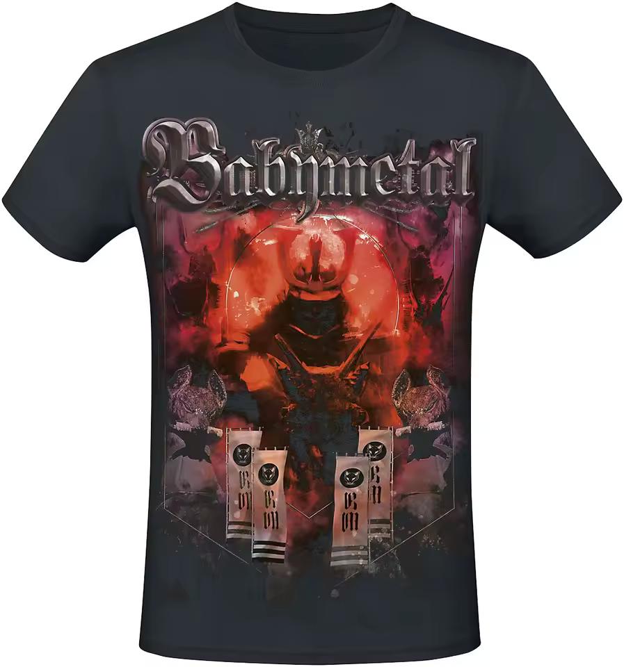 BABYMETAL Samurai Knight Tee, J-Metal T-Shirt with Dark Armor Print & Gothic Logo, Babymetal Fan Merch