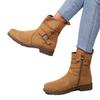 Womens Classy Elegant Ankle Boots Adjustable Buckled Bands Side Zip Heels Booties Autumn Vintage Boots for Women