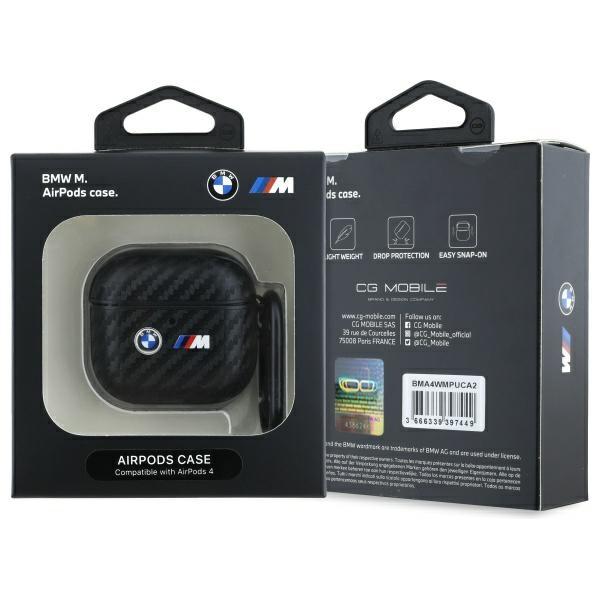 BMW BMA4WMPUCA2 AirPods 4 cover black/black Carbon Double Metal Logo