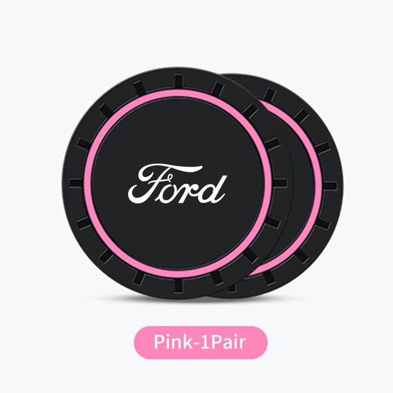 For Ford 2Pcs Car Logo Silicone Coaster Anti-Slip Water Cup Drink Mats Auto Accessories Escort KA Flex Everest KA Expedition