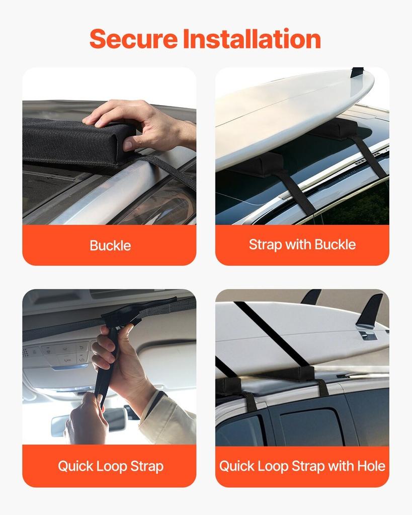 Soft Roof Rack Pads 15.5in 176lbs Load Capacity for Kayak Canoe Surfboard