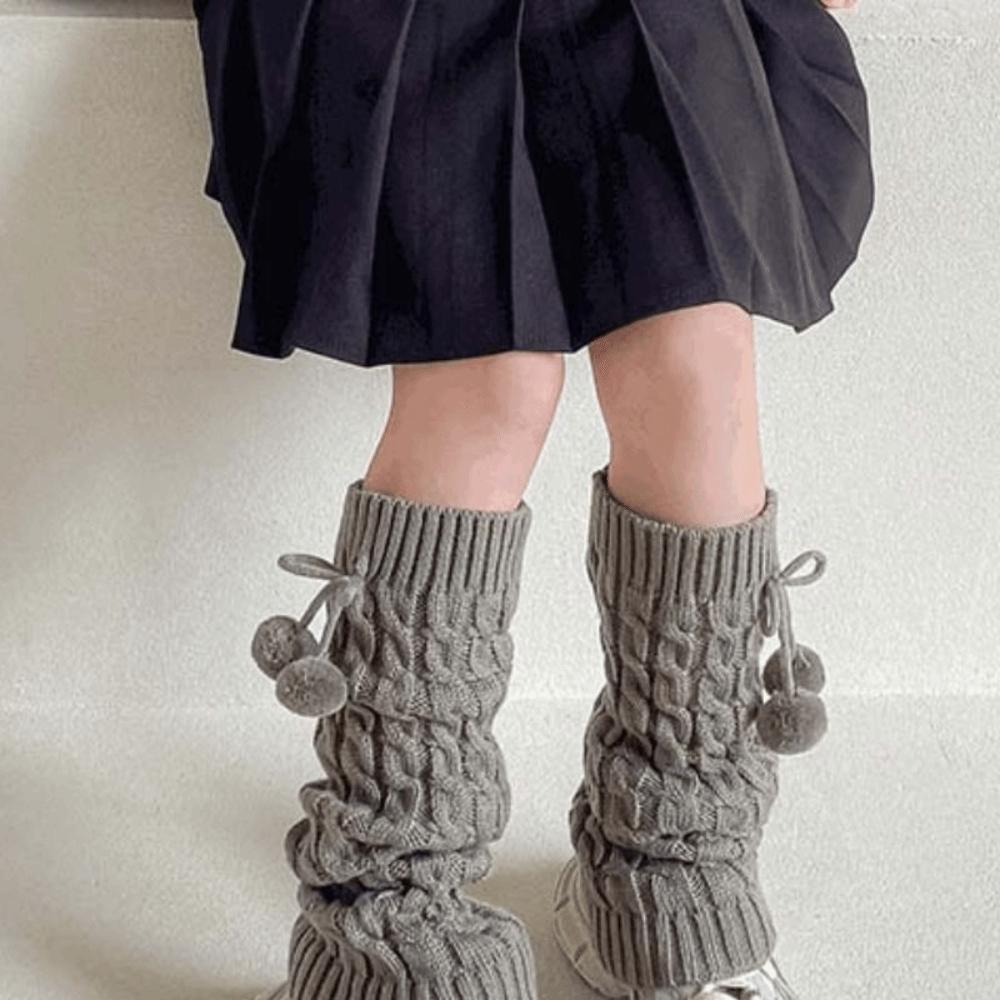 Вязаные чехлы на ноги в корейском стиле JK Плюшевый шарик Носочки на ноги Милые детские гетры Девочки