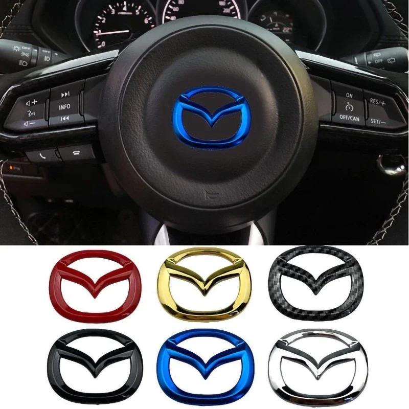 for Mazda 3 Axela 6 Atenza CX-5 2 Demio CX-3 CX-30 MX5 CX30 Emblem Decal Badge Decoration Accessories Car Steering Wheel Sticker