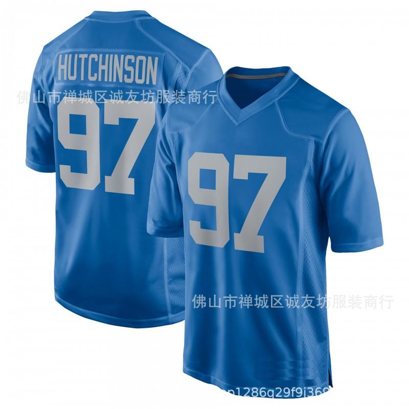 Mens Aidan Hutchinson Detroit Lions 97 Football Jersey - Blue All Sizes