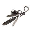 Long Feather Skull Native [ZIYMU] Keychain, 3-Strand Pendant, Head, American, Silver, Zm-k-002