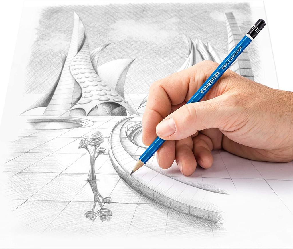 Staedtler Люмограф Марса, карандаш для письма, рисования, эскизов (в упаковке 12 шт.) (4B)