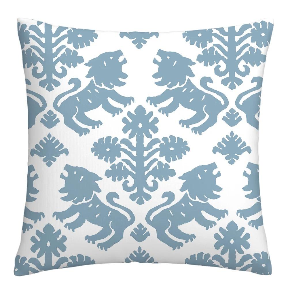 Blue and White Geometric Decorative Pillowcase Living Room Office Home Pillowcase Car Ornaments