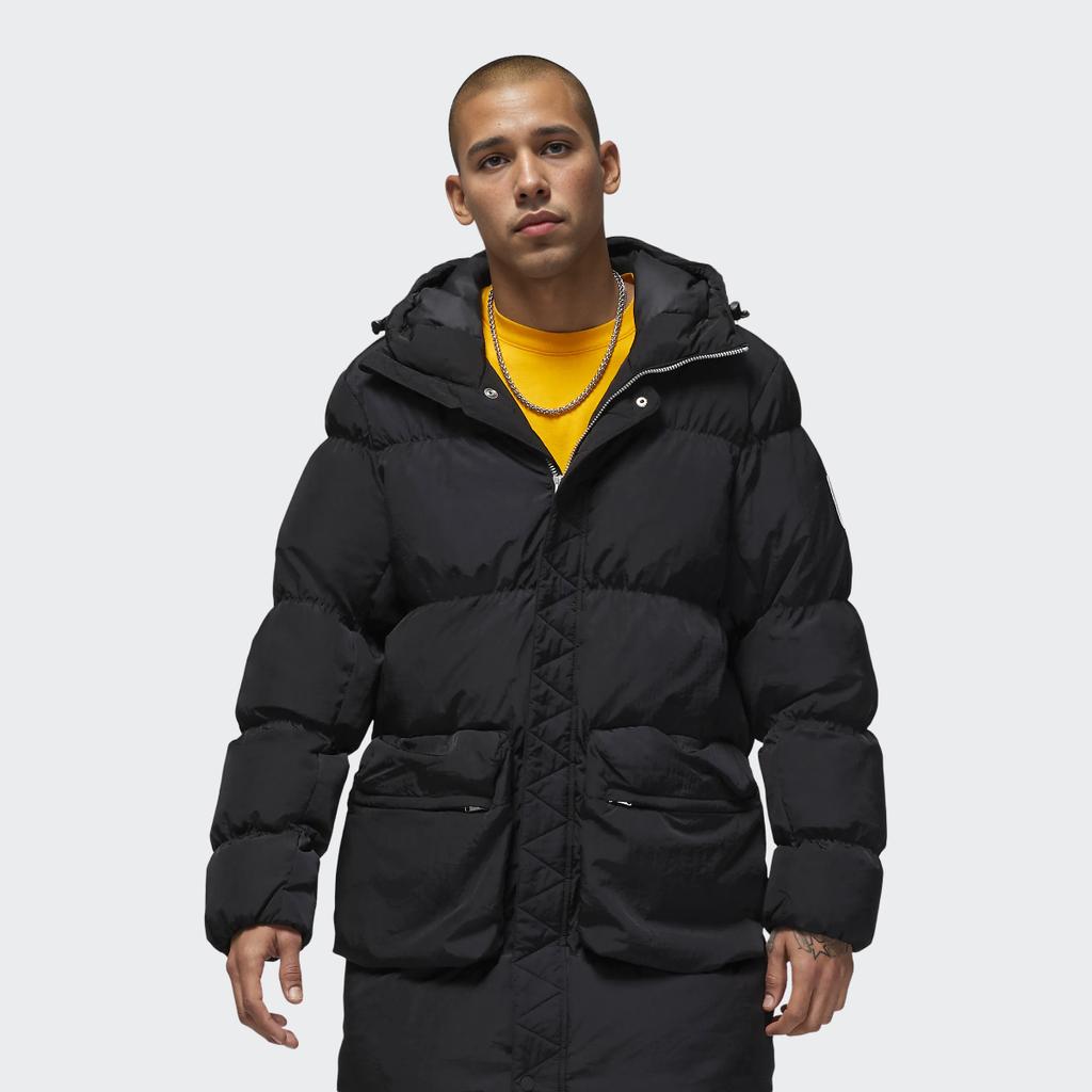 Jordan Сплошной цвет с капюшоном на молнии, водоотталкивающий пуховик, мужская верхняя одежда, черный DQ7347-010