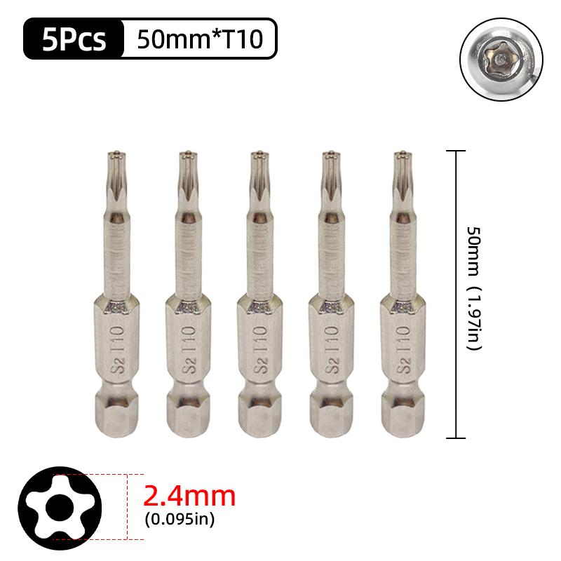 Набор насадок-звездочек T10-T40, шестигранный хвостовик 1/4 дюйма, сталь S2, магнитные, 50 мм, насадка для отвертки, трещоточная рукоятка, ручные инструменты