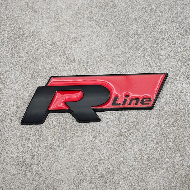 3D Metal R Line R Logo Front Grill Emblem Car Rear Trunk Sticker For Volkswagen VW R Line Golf 4 5 6 7 Touran Polo Accessories zd6