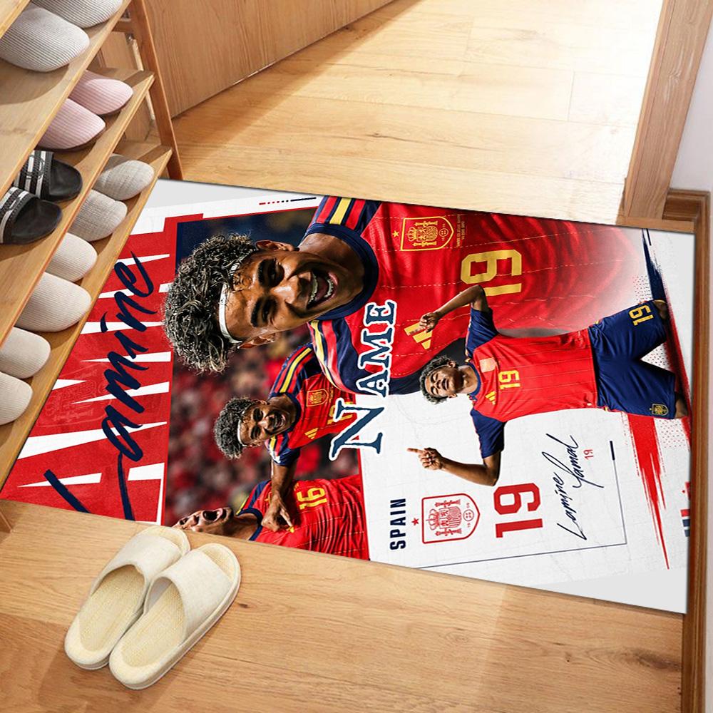 Lamin Yamal Customizable Name Floor Mat Design For Playrooms Dormitory Foyer Outdoor Antislip Carpet Anime Office Decor Spiritual Gift