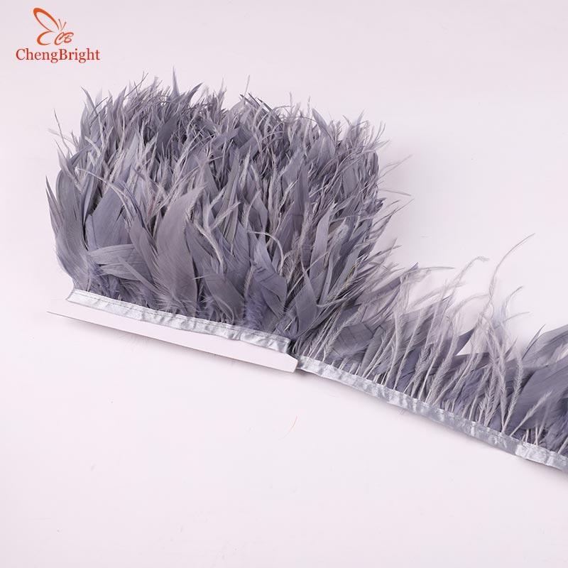 Feather New 50CM White Natural Goose Feather Ostrich Feather Ribbon Mix Ribbon Feathers Trim Fringe Clothing Sewing Decoration