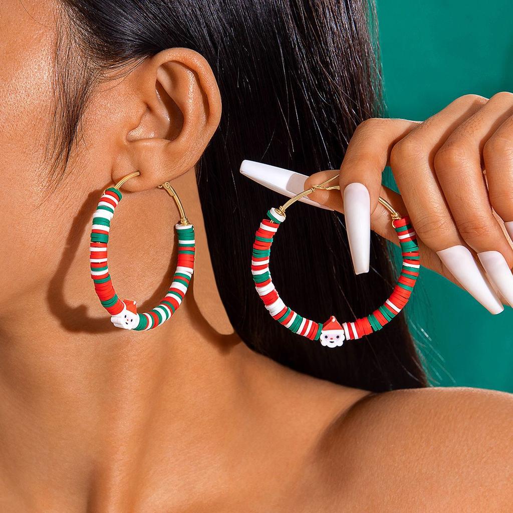 Бантик для елки, красочные серьги-гирлянды, персонализированные серьги-колокольчики, рождественская серия, женские