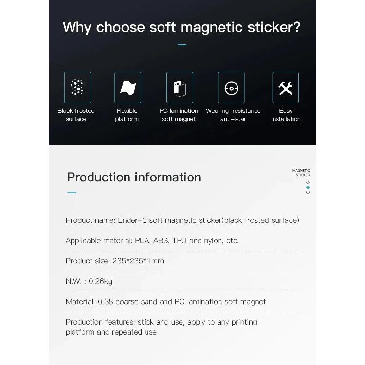 Creality Ender 3 Soft Magnetic Sticker Plate 235*235*1MM for Ender 3/3 V2/3 Pro/3 S1/Pro/ Ender-5/5S/5Pro 3D Printer Accessories