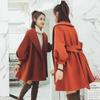 Petite Women's Korean Style Wool Trench Coat with Lantern Sleeves - Mid-Length for Autumn/Winter