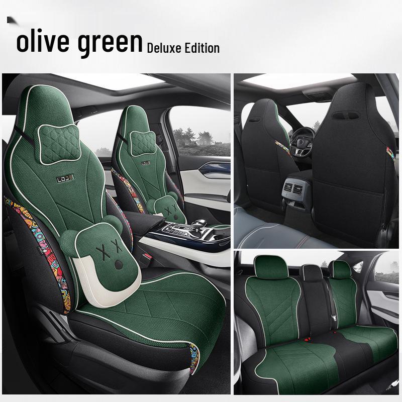BYD Qin Plus Всесезонный льняной мультяшный чехол на автомобильное сиденье