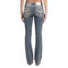 Low-Rise Skinny Jeans Women With Embroidered Wings Cross Motif Streetwear Style