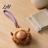 Woven Bracelet Ornament Plush Animal Keychain Soft Stuffed Pendant with Braided Cord Round Cute Collectible Accessory Bunny Sheep Charm for