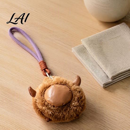 Woven Bracelet Ornament Plush Animal Keychain Soft Stuffed Pendant with Braided Cord Round Cute Collectible Accessory Bunny Sheep Charm for