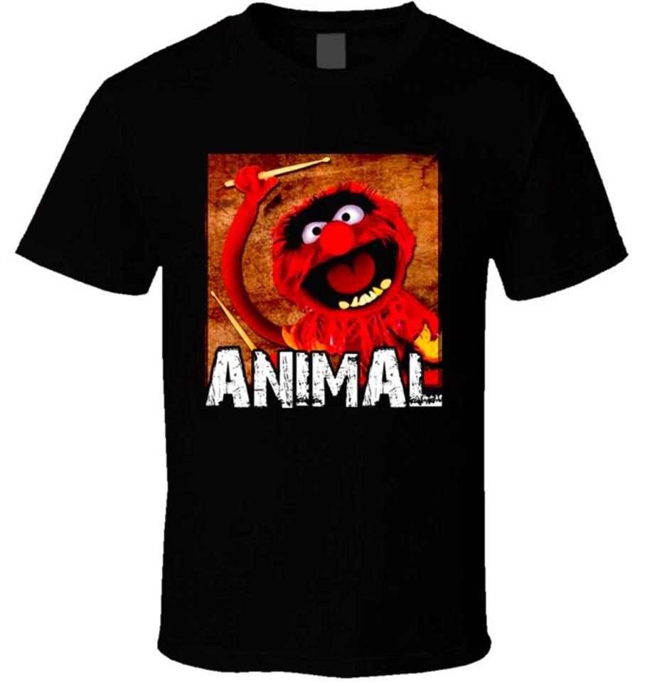 The Muppets Animal The Drummer Men T-shirt Black Cotton Tee Sizes S-5XL