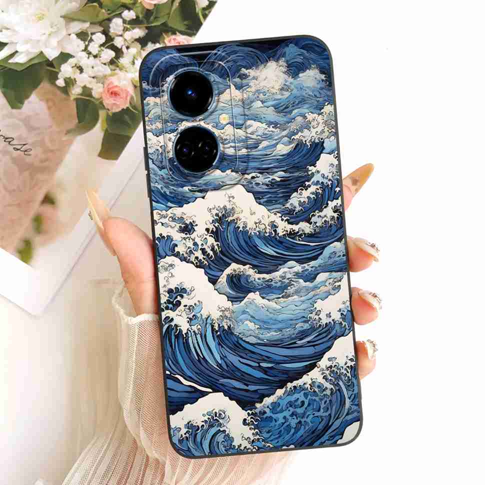 For Tecno Camon 19 CI6n Case Blue Pattern Cat Cover Soft Silicone Casing For Tecno Camon 19 Camon19 Cover Phone Shell