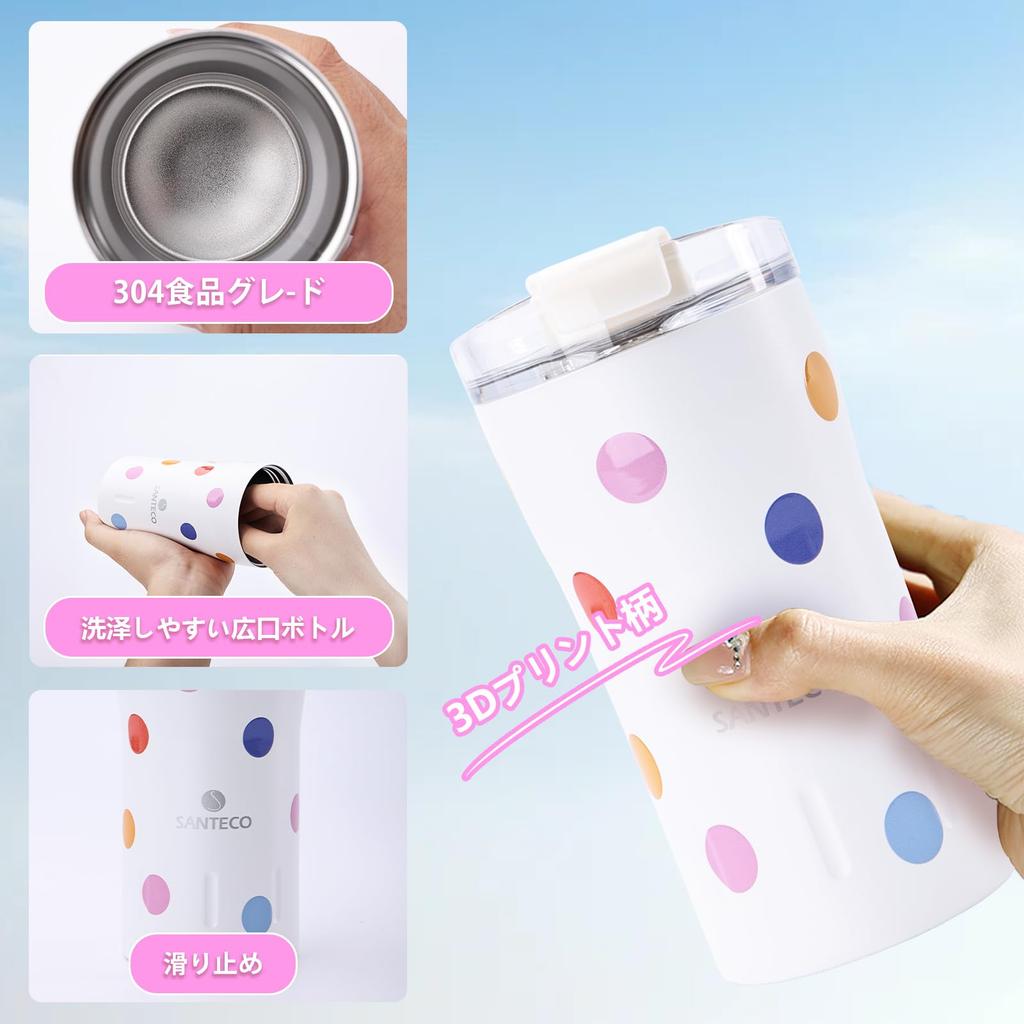 SANTECO 350ml Stainless Steel Wide Mouth Vacuum Insulated Tumbler with Lid, Keeps Hot or Cold, Perfect for Coffee, Water, or Car Use, Outdoor Use,