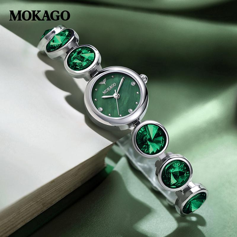 MOKAGO 8159 Новые Элегантные Женские Кварцевые Часы Модный Серебристый Браслет relgio feminino Повседневные Часы для Женщины