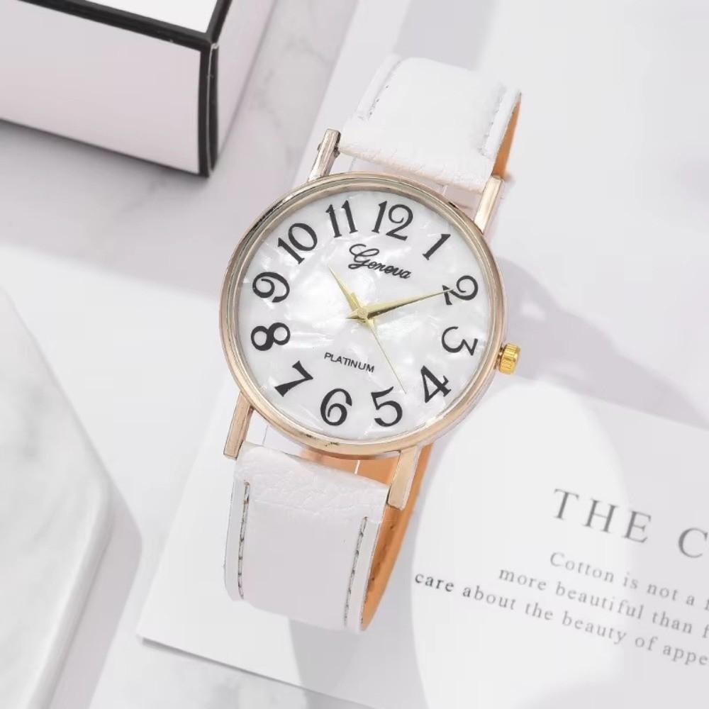 Big Digital Geneva Watch Shell Dial Dress Watch Fashion Quartz Wristwatch  Women