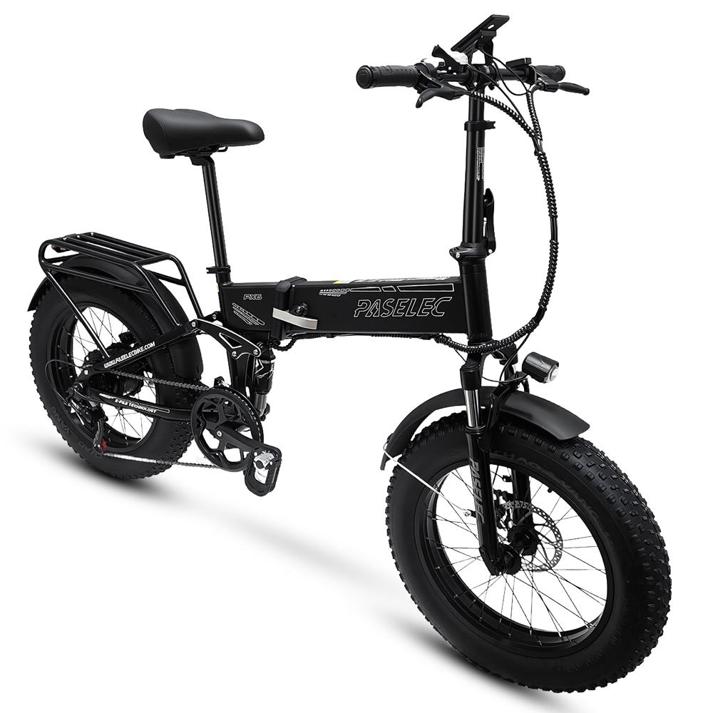 Hedatx PX6: 48V12Ah charges quickly. 1500W motor devours slopes. 20" fat tires smooth everything