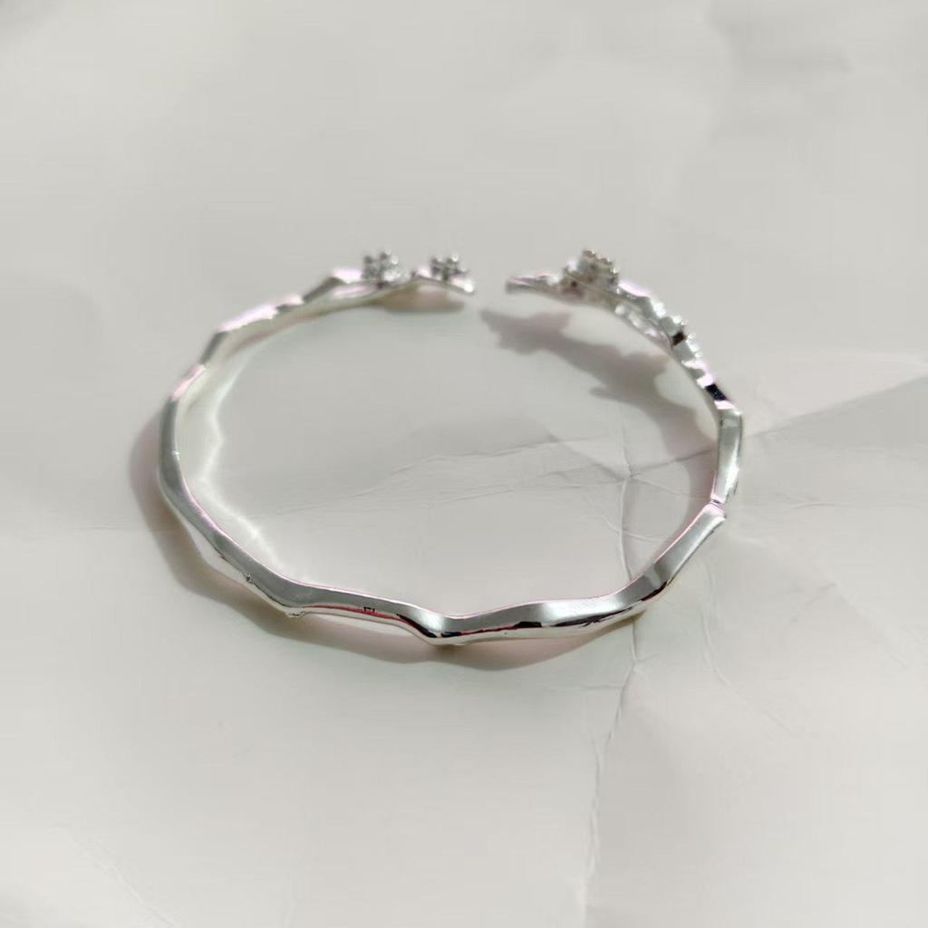 Adjustable Plum Blossom Women's Mori Ethnic Open Bangle Bracelet