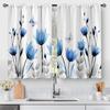 Floral Vintage Flower Kitchen Curtains Rustic Blue Tulip Farmhouse Short Cafe Tier Curtains Decor For Rod Pocket Window Drapes